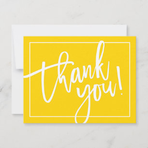 PHOTO THANK YOU bold modern brush lettered yellow Card