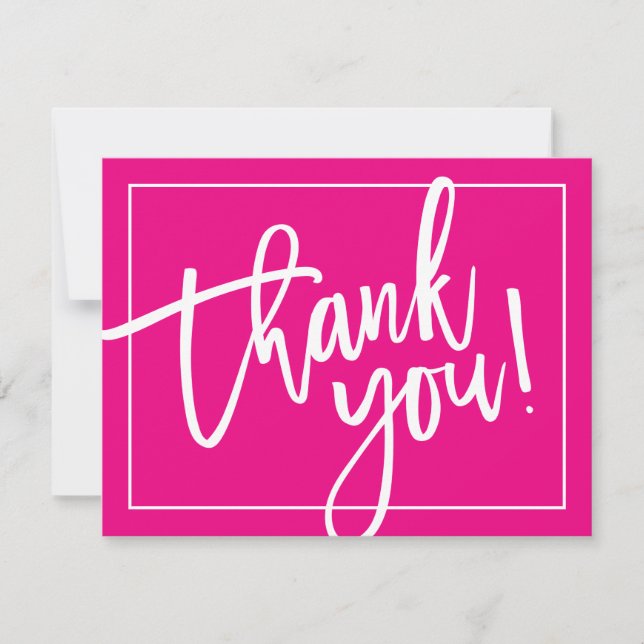 PHOTO THANK YOU bold modern brush lettering pink (Front)