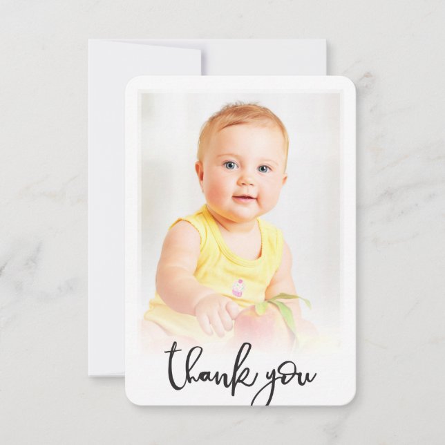 PHOTO THANK YOU casual hand lettered script text Card (Front)