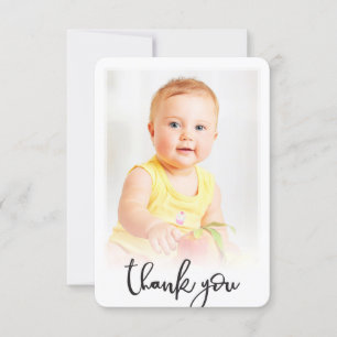 PHOTO THANK YOU casual hand lettered script text Card