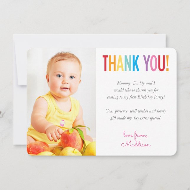 PHOTO THANK YOU cute bold type fun colourful (Front)