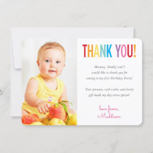 PHOTO THANK YOU cute bold type fun colourful Card