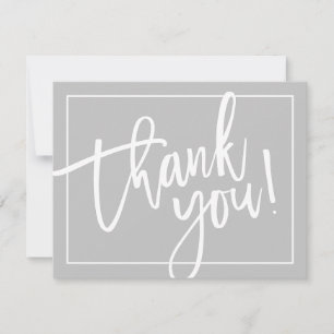 PHOTO THANK YOU cute modern brush lettered grey