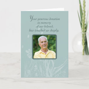Photo, Thank You for Donation In Memory, Organic F Card