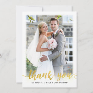 PHOTO THANK YOU hand lettered script gold foil