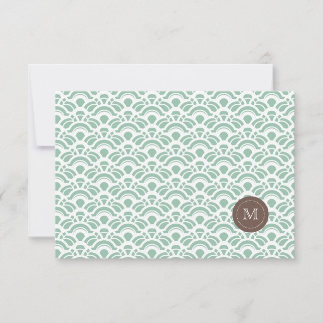 Photo Thank You Light Jade Pattern & Monogram Card (Front)