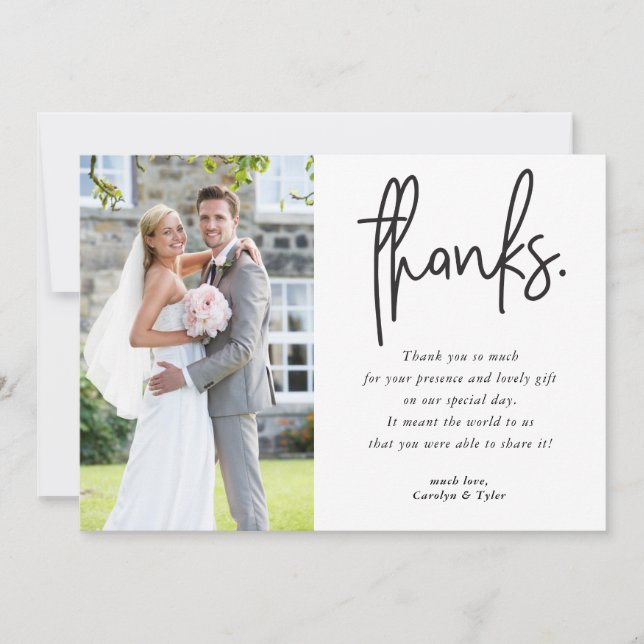 PHOTO THANK YOU modern black casual handwriting (Front)