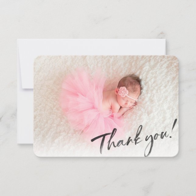 PHOTO THANK YOU modern calligraphy script writing Card (Front)
