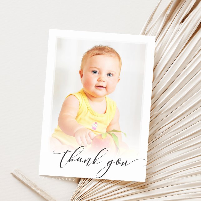 PHOTO THANK YOU modern calligraphy script writing Card (Creator Uploaded)