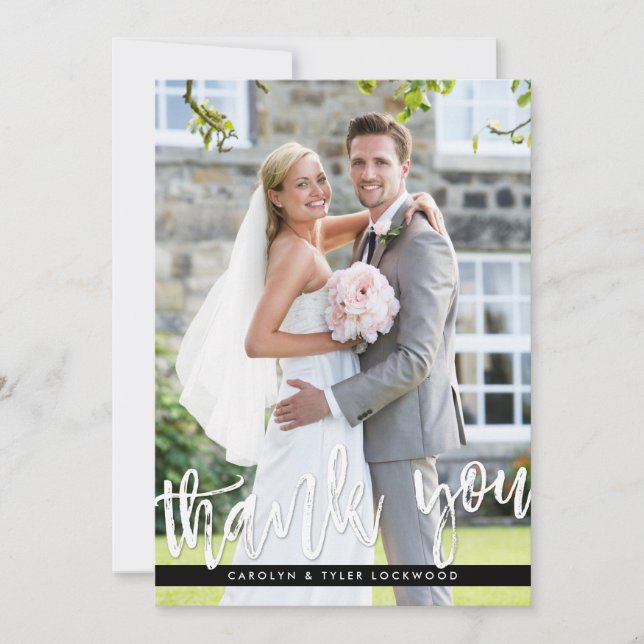 PHOTO THANK YOU modern hand lettered script white (Front)