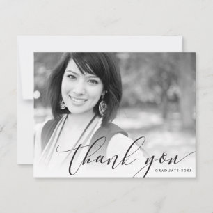 PHOTO THANK YOU modern luxe callligraphy black Card