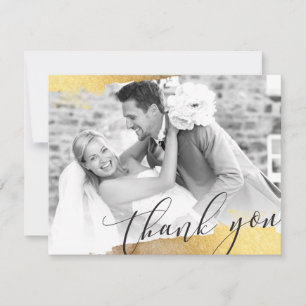 PHOTO THANK YOU modern luxe gold gilded edges Card