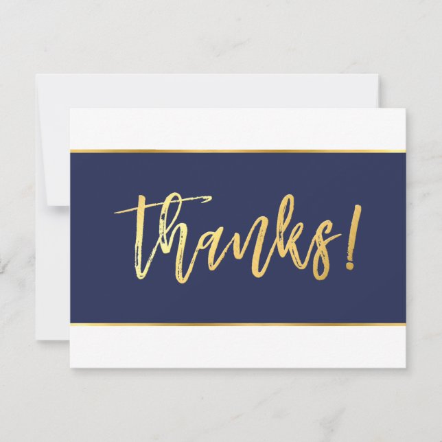 PHOTO THANK YOU modern navy gold writing (Front)