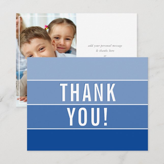PHOTO THANK YOU modern ombre royal blue (Front/Back)