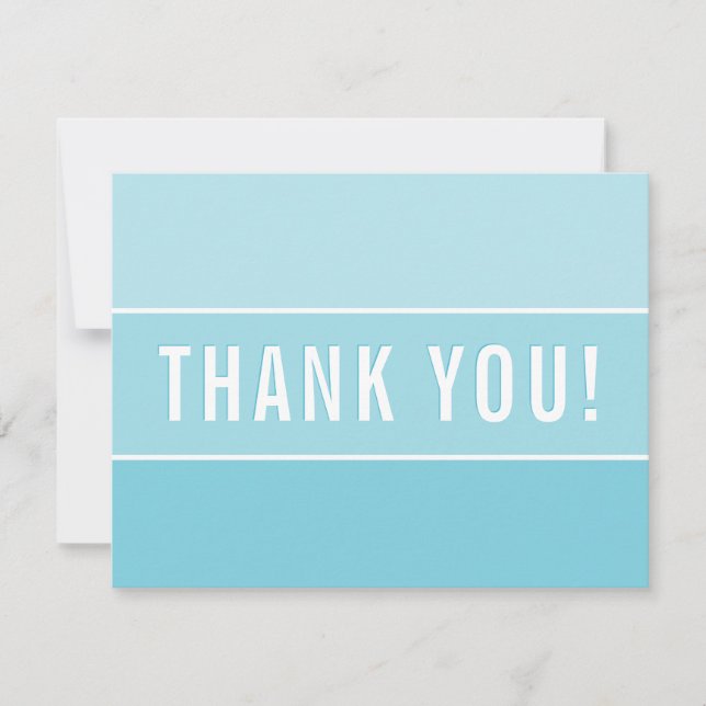 PHOTO THANK YOU modern ombre turquoise blue (Front)