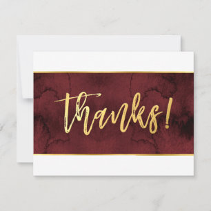 PHOTO THANK YOU modern red maroon gold script