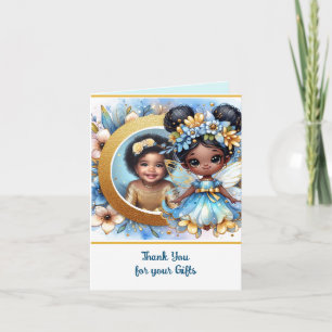 PHOTO Thank You Teal Gold Black Fairy Princess Card
