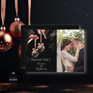  PHOTO THANK YOU   Winter Pink and Onyx Baubles Card