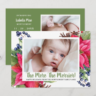 Photo The More The Merrier Poinsettia Holiday Baby Announcement