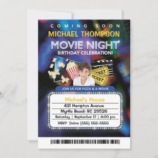 Photo  Theatre  Movie  Marquee Birthday Party Invitation