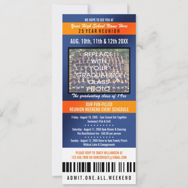 Photo Ticket Class Reunion Invitation (Front)