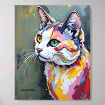 Portrait de chat coloré