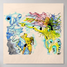 EXPULSION DU PARADIS -Encre et aquarelle