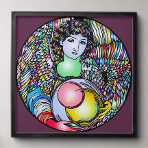 Art Nouveau Angel On Stained Glass