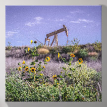 Puits de pétrole et tournesols