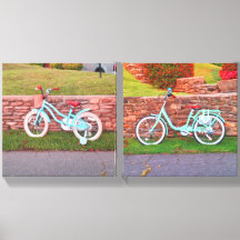 Vélos devant un mur de roche