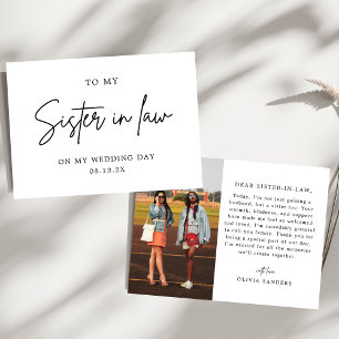 Photo To My Sister In Law On My Wedding Day Thank You Card