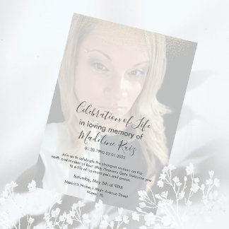 Photo Transparency Celebration of Life  Invitation