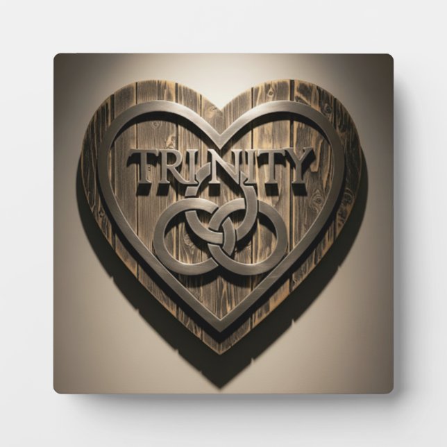 Photo TRINITY Heart — Rustic Wooden Symbol Plaque (Devant)