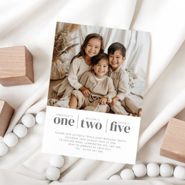 Photo Triple Joint Birthday Invitation (Creator Uploaded)