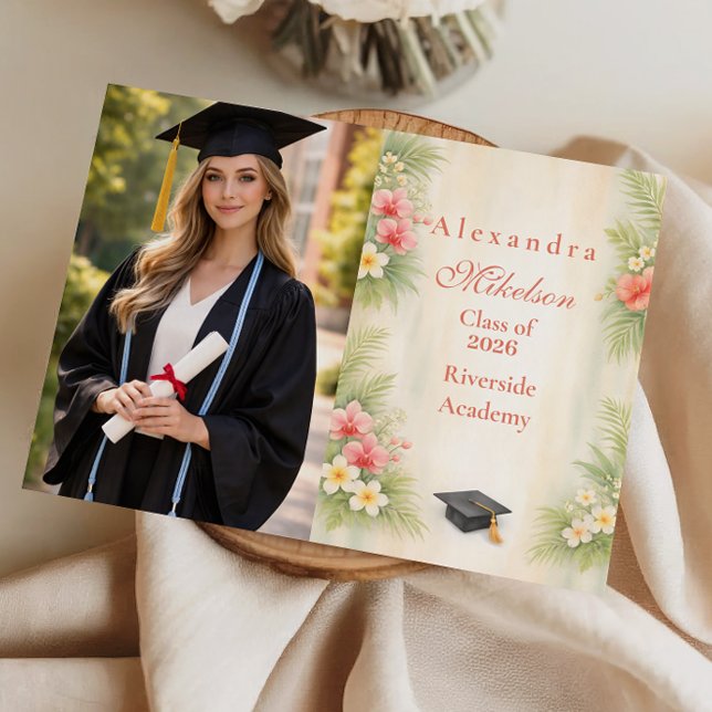 Photo Tropical Hibiscus Floral Graduation Announcement (Creator Uploaded)