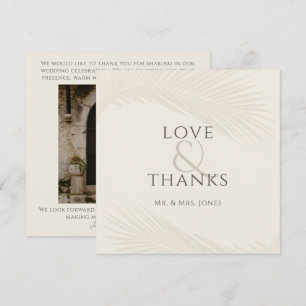 Photo Tropical Leaf Mariage plat Carte de remercie