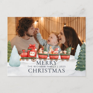 Photo Truck Gnomes Winter Snow Merry Christmas Holiday Postcard