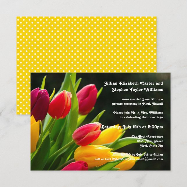 Photo Tulipes colorées -3x5 Faire-part Mariage (Devant / Derrière)