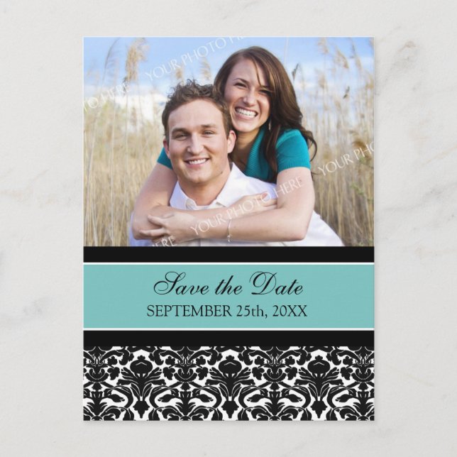 Photo turquoise Enregistrer la date Mariage Cartes (Devant)