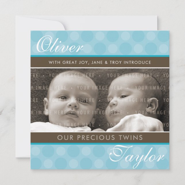 PHOTO TWINS FAIRE-PART DE NAISSANCE mignon garçons (Devant)