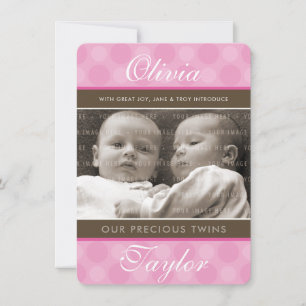 PHOTO TWINS FAIRE-PART DE NAISSANCE petites filles