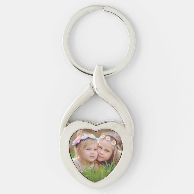 Photo Twisted Heart Metal Keychain (Front)