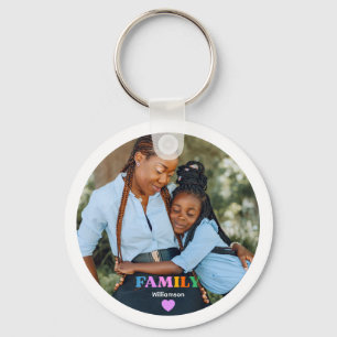 Photo typography family modern simple keychain