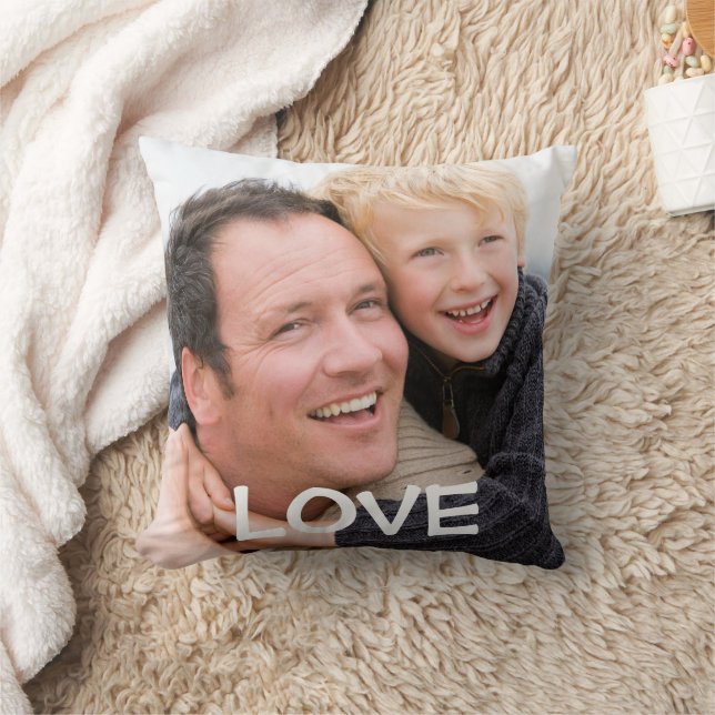 Photo Typography Love Throw Pillow (Blanket)