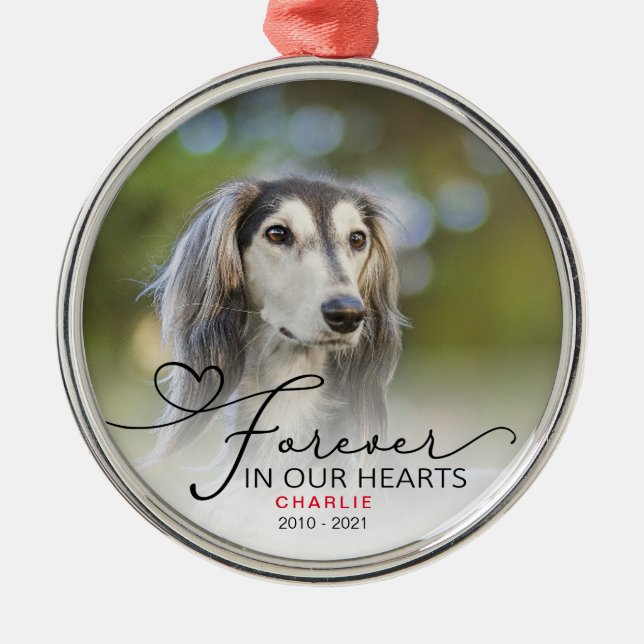 Photo Typography Memorial Christmas   Metal Ornament (Front)