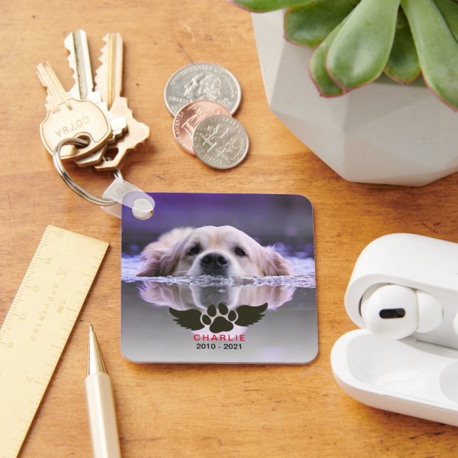 Photo Typography Pet Memorial  Keychain (Desk)