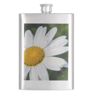 photo, une margueritte, font vert hip flask