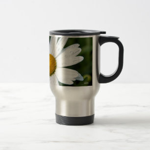 photo, une margueritte, font vert travel mug