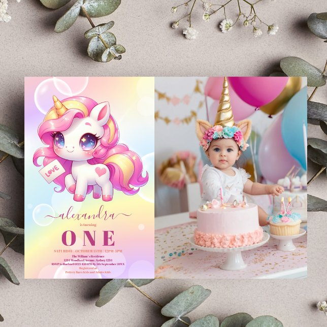 Photo Unicorn Anniversaire Invitation 1ère (Créateur téléchargé)
