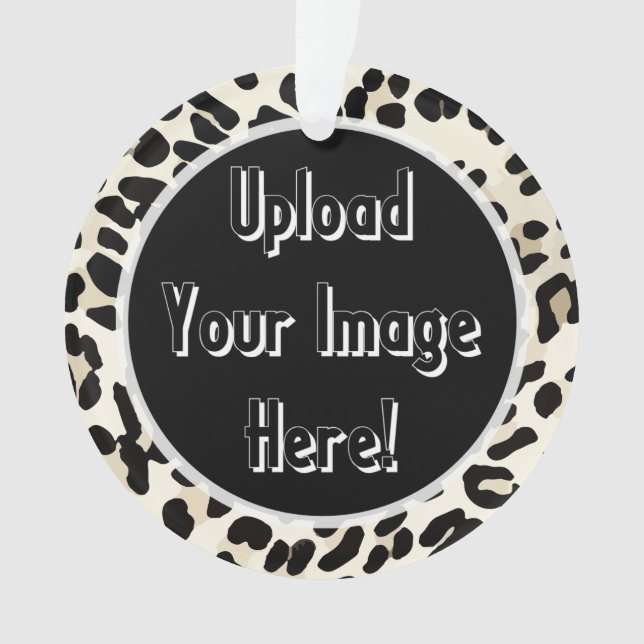 Photo Upload Leopard Print Frame Ornament (Front)